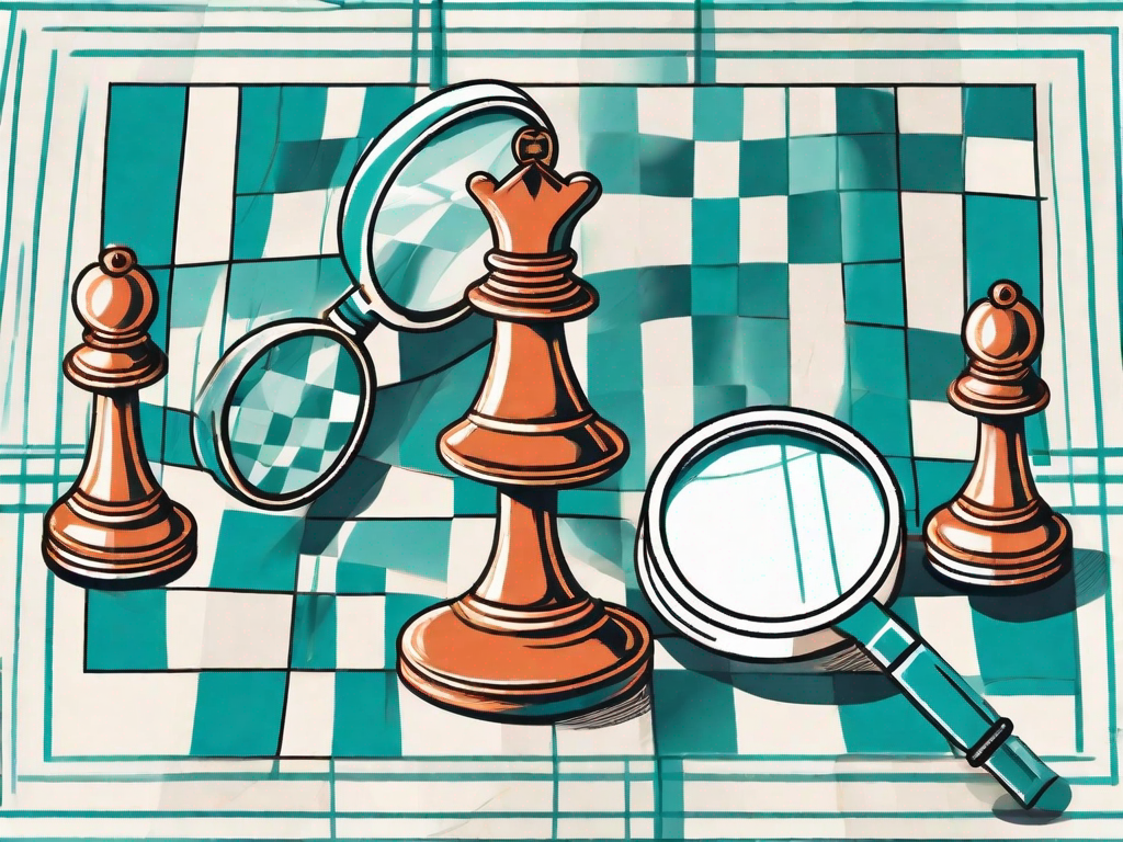 Two magnifying glasses over a chessboard