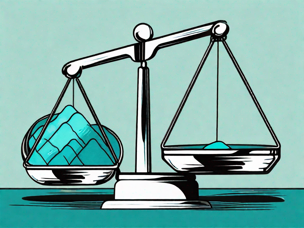 Two magnifying glasses over a pair of scales