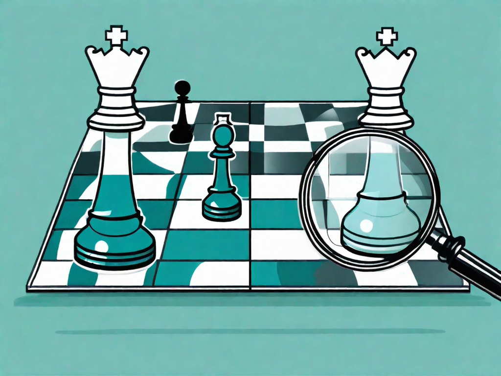 Two magnifying glasses focusing on a chessboard