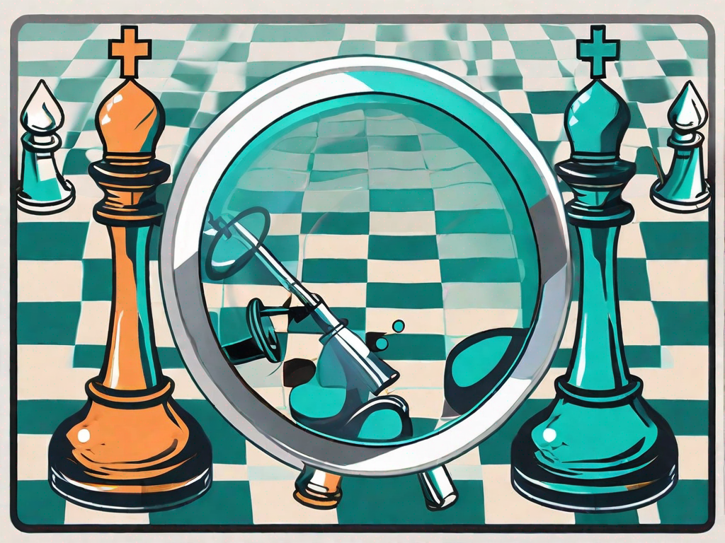 Two magnifying glasses over a chess board