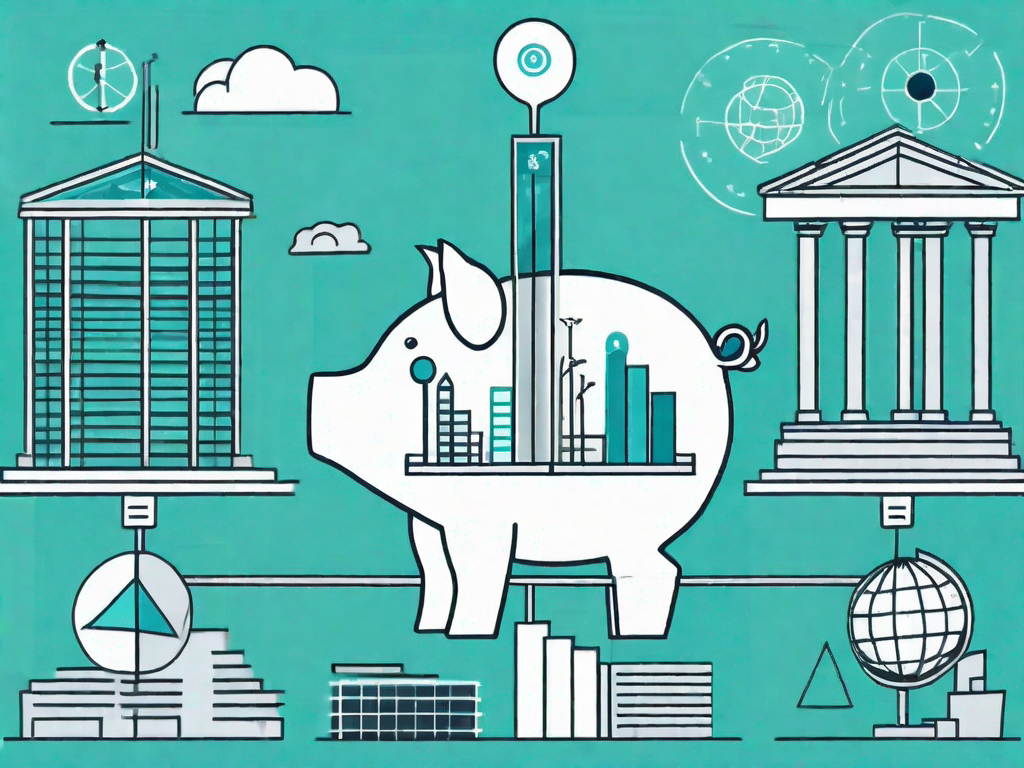 A balanced scale with sales targets on one side and various stakeholder icons (like a building for company