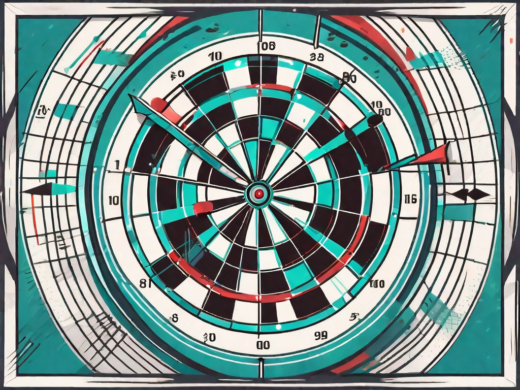 A dartboard with different kpi metrics as segments