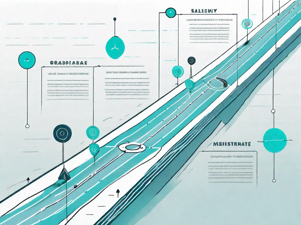 A roadmap with various milestones symbolizing sales targets