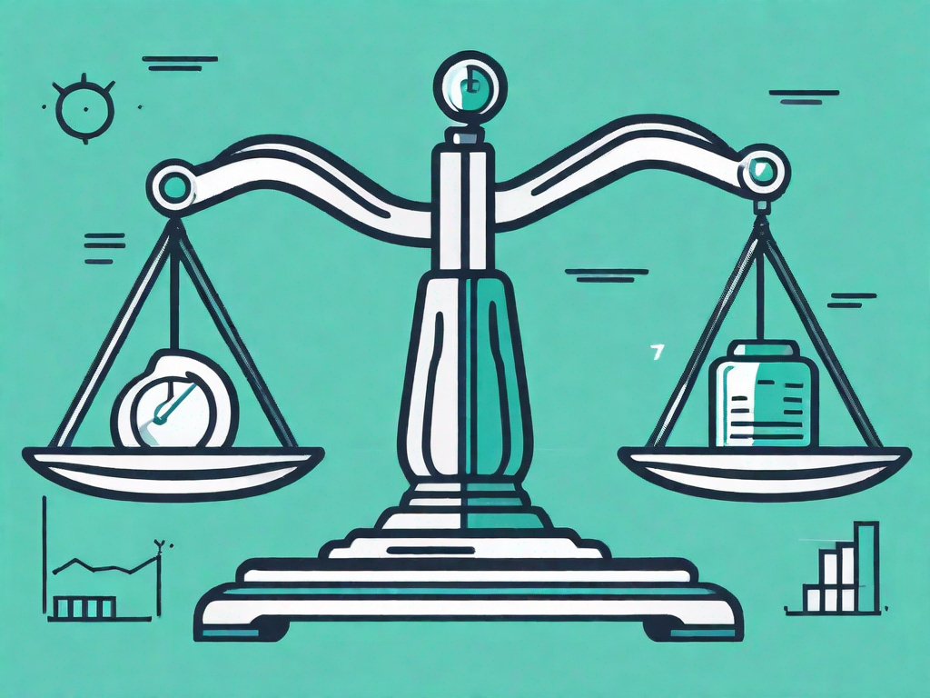 A balanced scale with product icons on one side and various stakeholder icons on the other