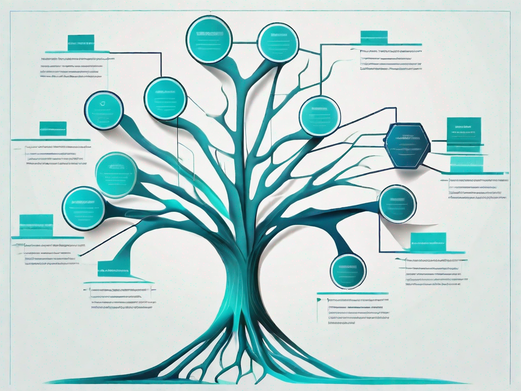 Various products strategically placed on a hierarchical tree diagram