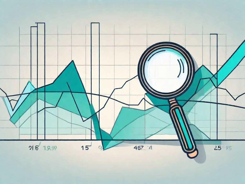 A magnifying glass hovering over a graph with both a planned and actual line