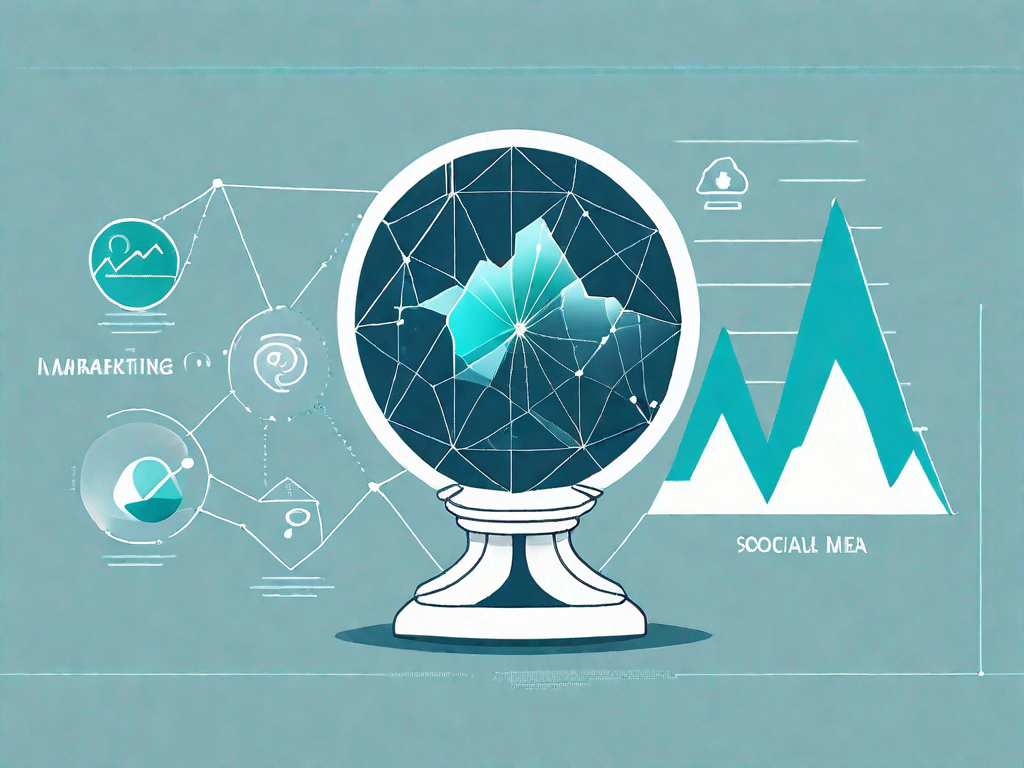 A crystal ball revealing various social media icons