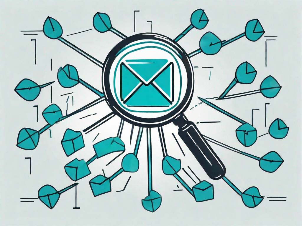 A magnifying glass examining a symbolic email icon