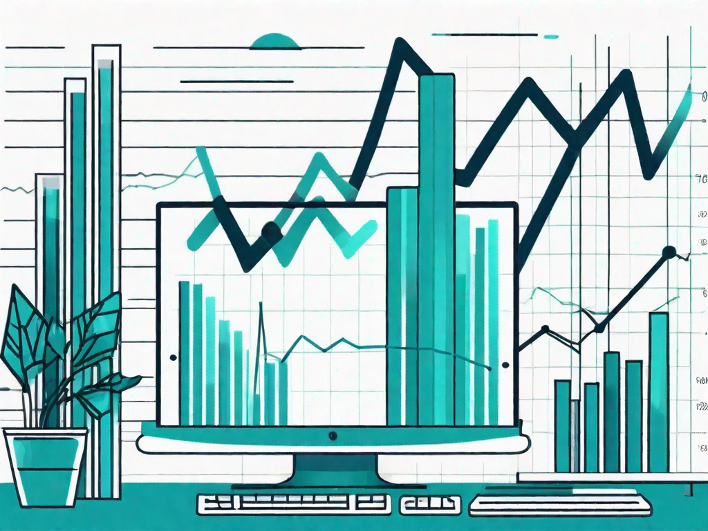 A computer screen displaying a bar chart and a line graph