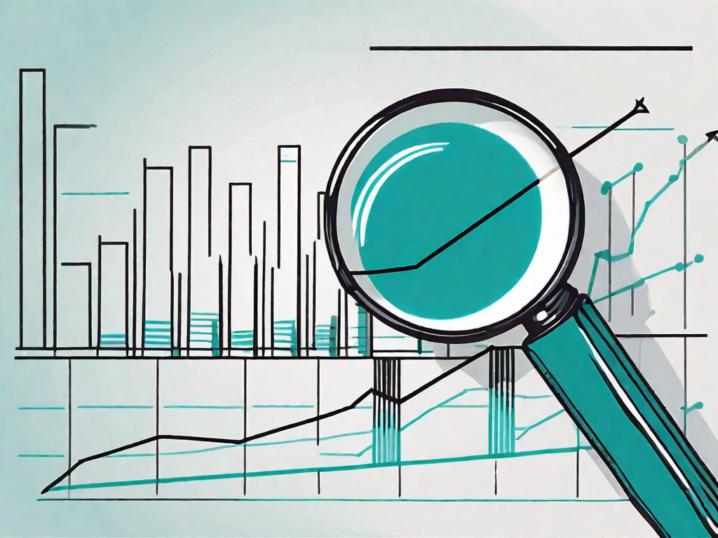 A magnifying glass scrutinizing a gap in a bar graph