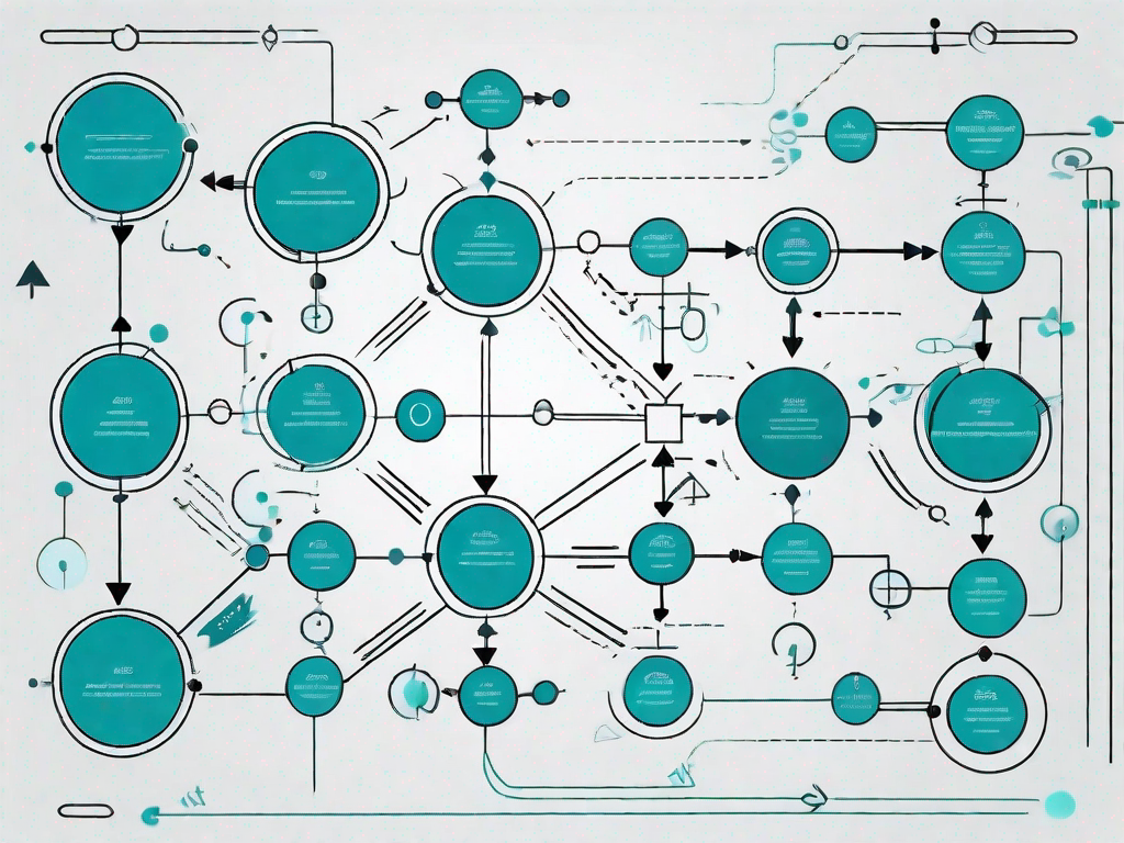 A data flow diagram with various symbols like rectangles