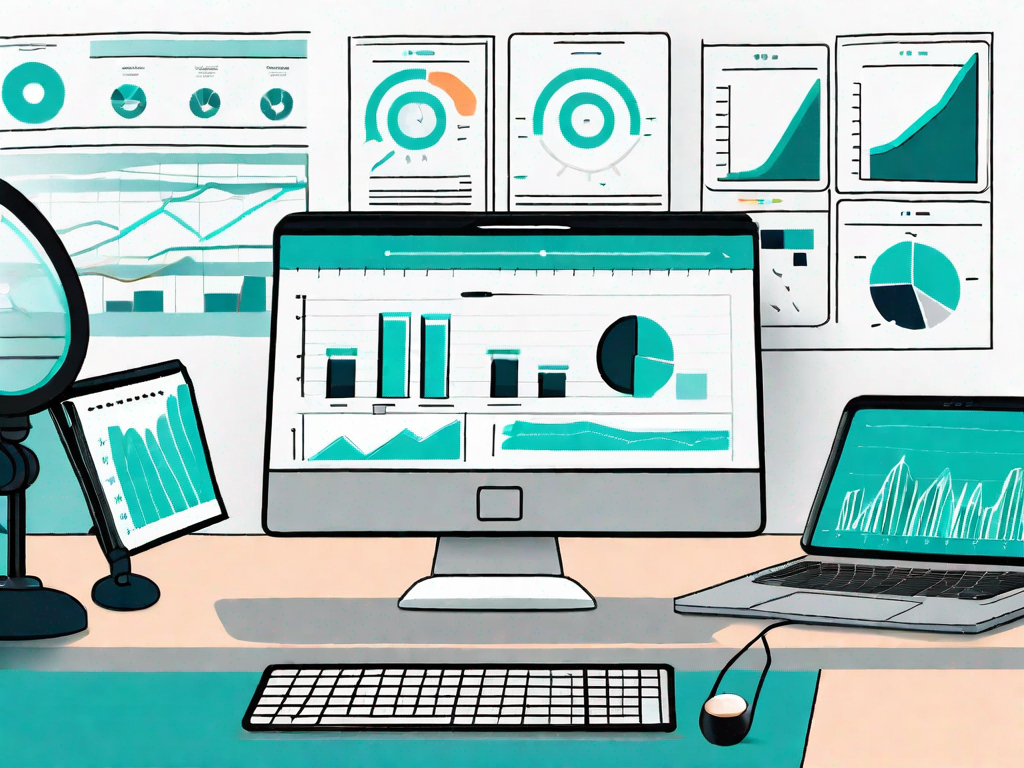 A laptop displaying charts and graphs from a sales survey