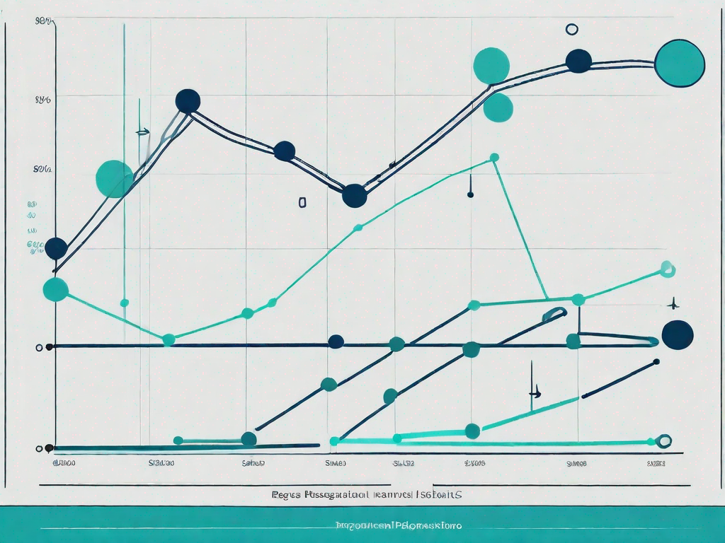 A graph chart showcasing a positive correlation between improved sales presentations and regression analysis