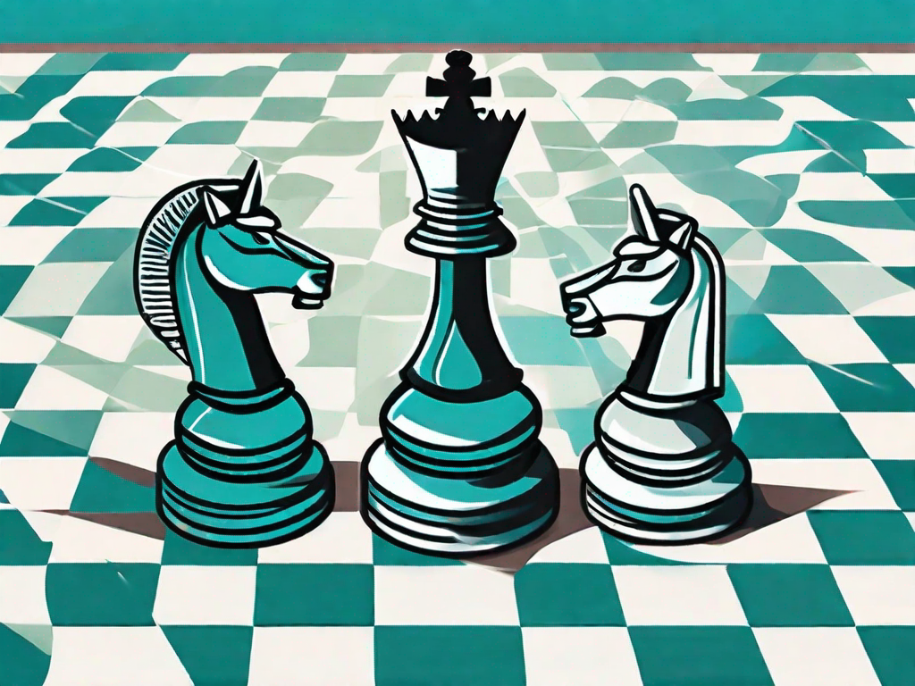 Two chess pieces - a king and a queen - on a chess board