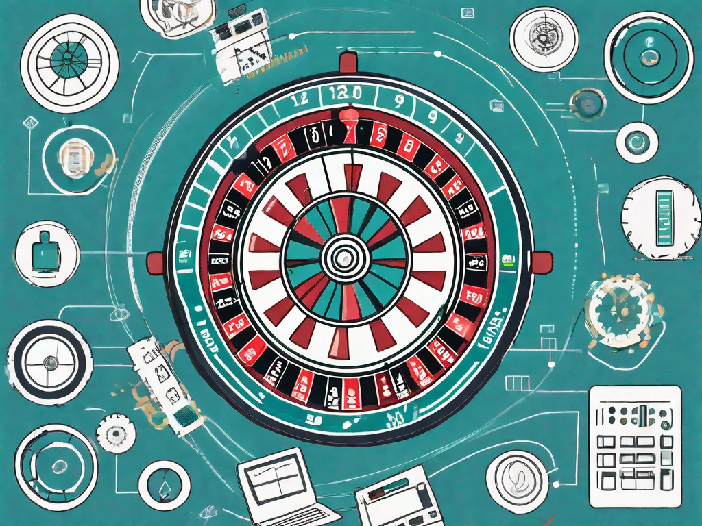 A roulette wheel with various negotiation-related icons around it