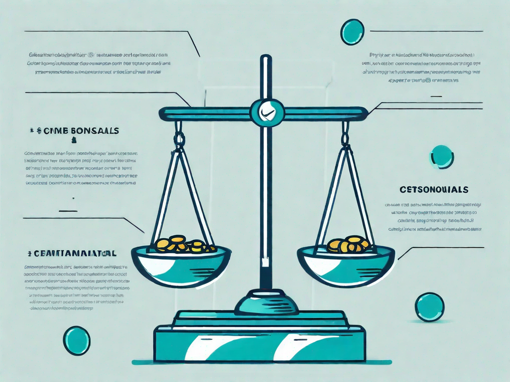 A balance scale with customer testimonials on one side and coins on the other