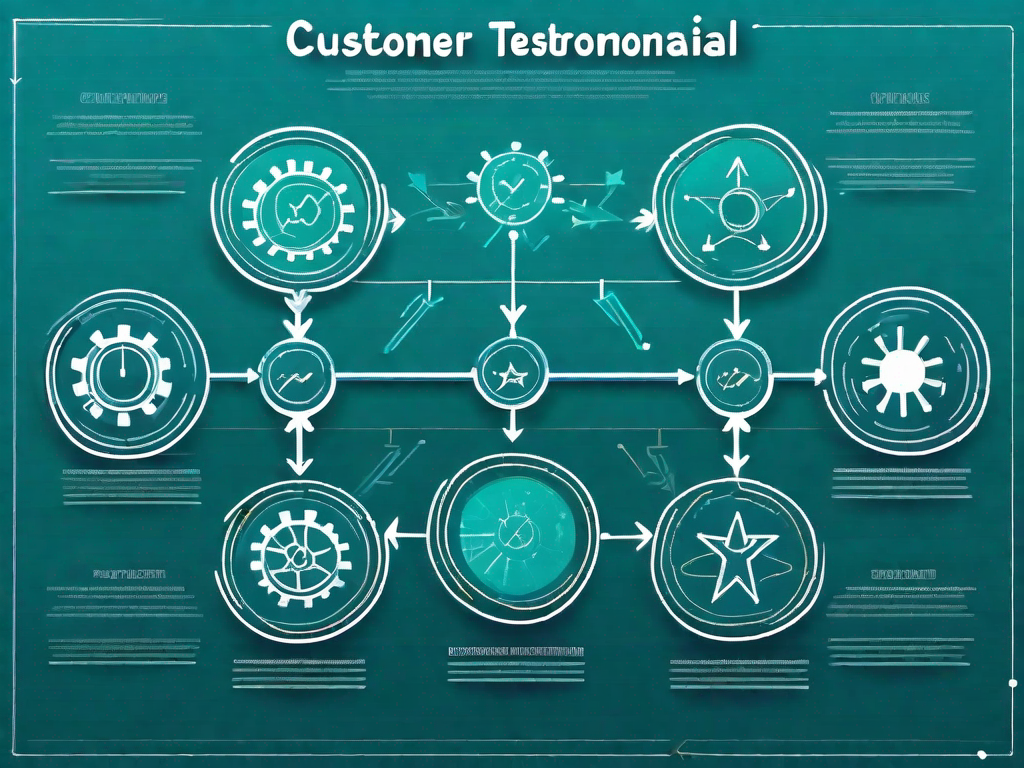 A streamlined flowchart with various stages representing customer testimonial collection