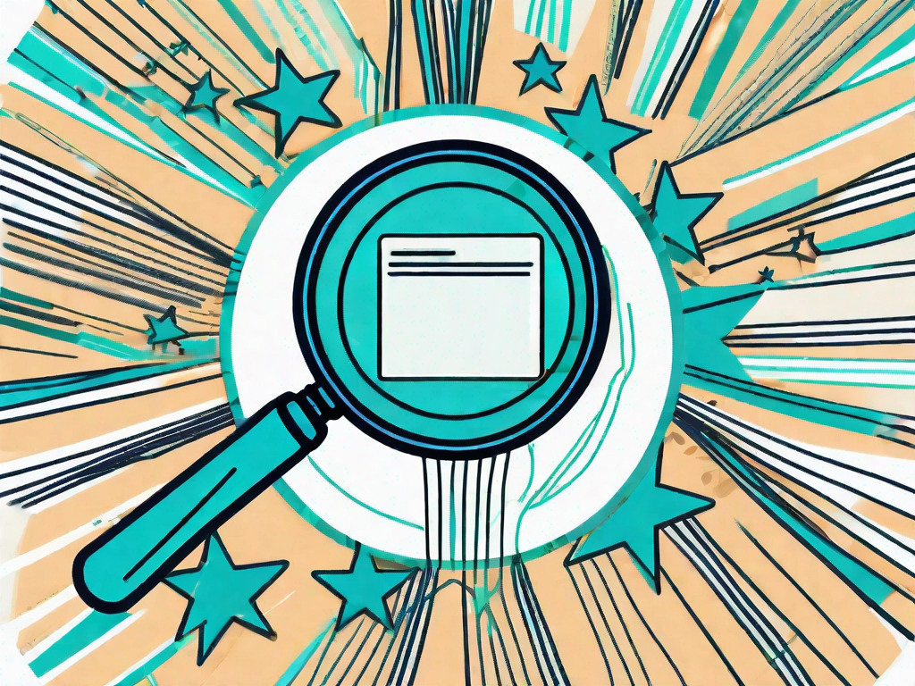 A computer processing data with a magnifying glass focused on it