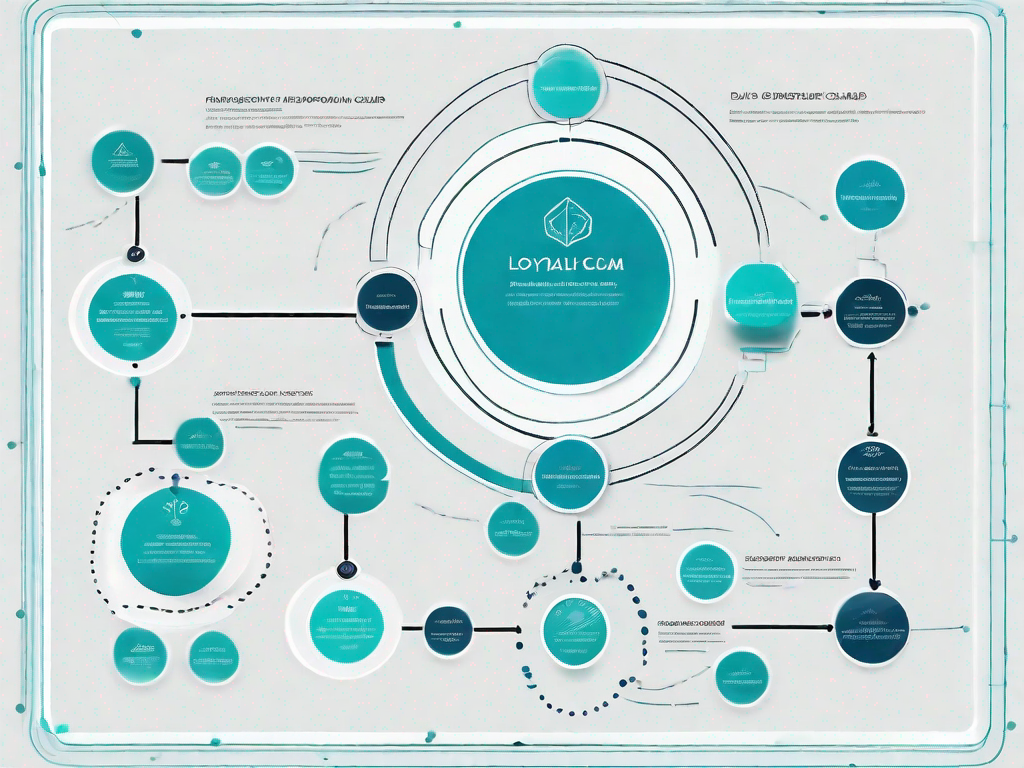 A data flow diagram connected to symbolic representations of a loyalty card and rewards