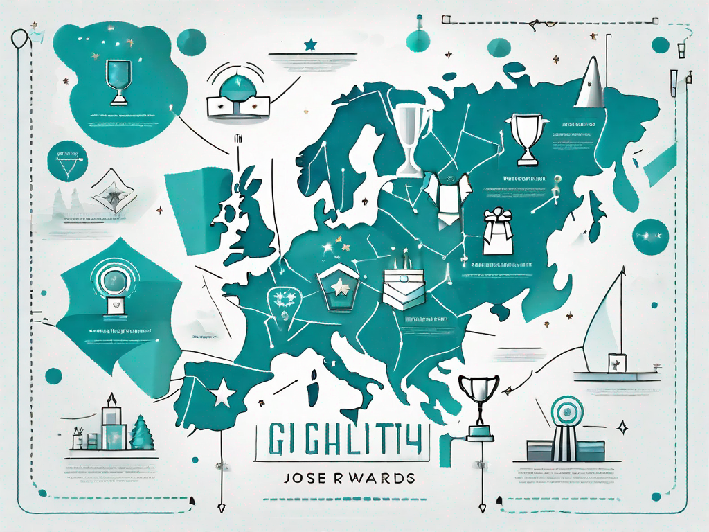 A map with various points and paths symbolizing a customer's journey