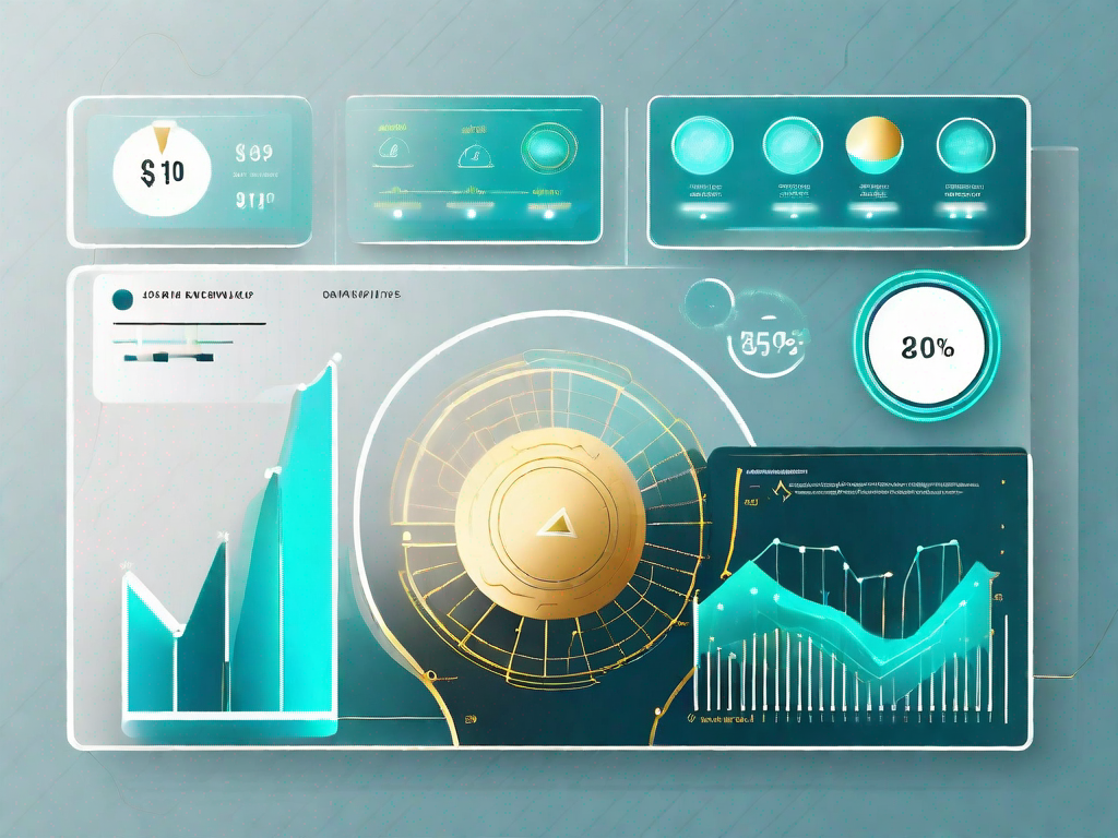 A futuristic dashboard with various graphs and charts indicating customer behavior trends