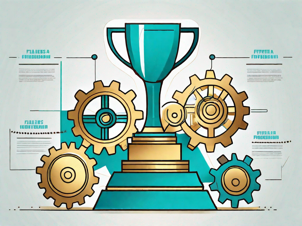 A process flowchart interlinked with gears