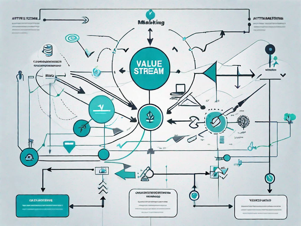 A value stream map with various affiliate marketing elements such as a website