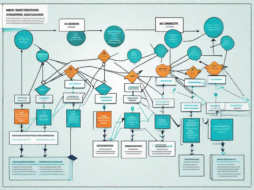 A work breakdown structure chart with various affiliate marketing elements such as seo