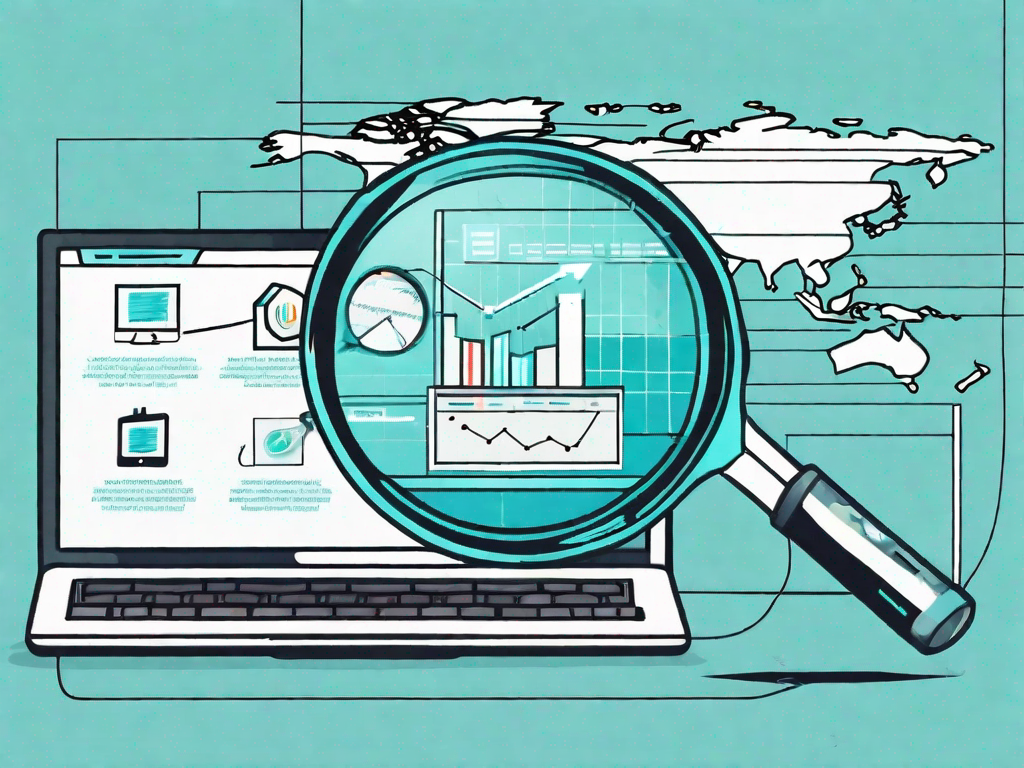 A magnifying glass examining a computer screen displaying a ppc ad