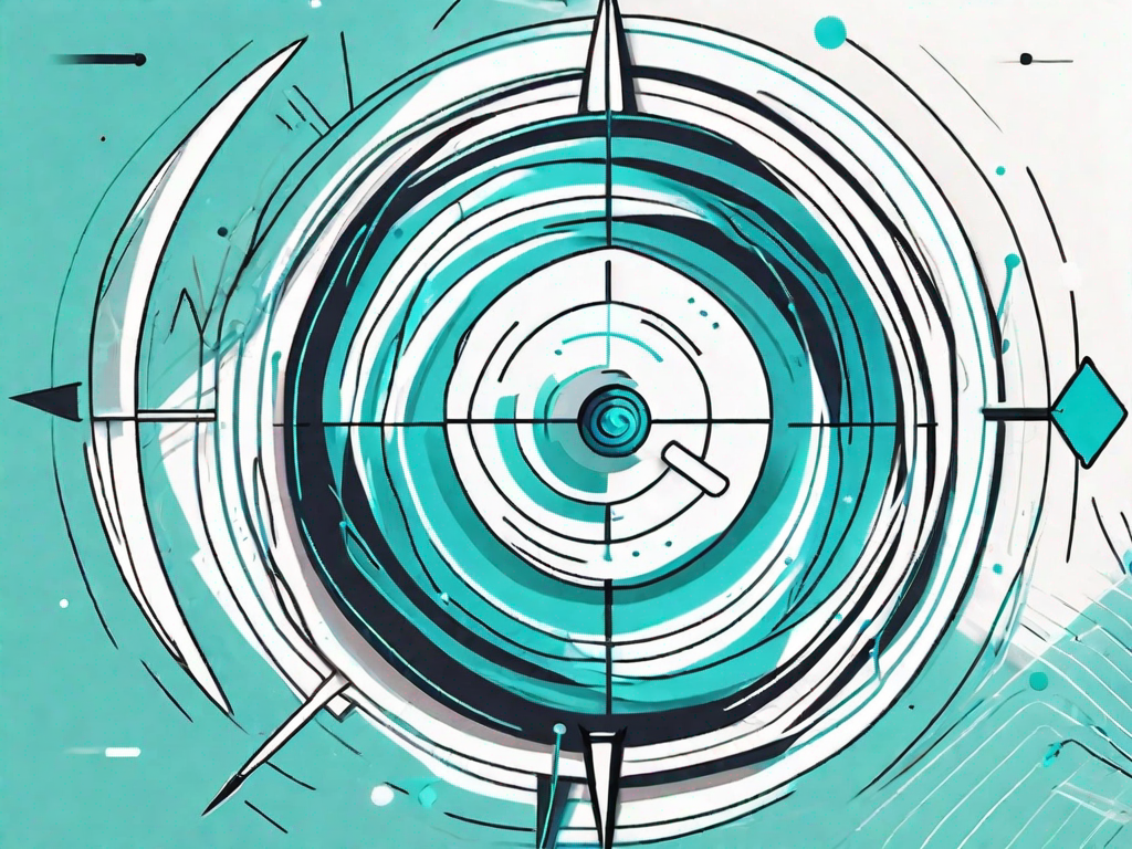 A magnifying glass focusing on a digital target symbol