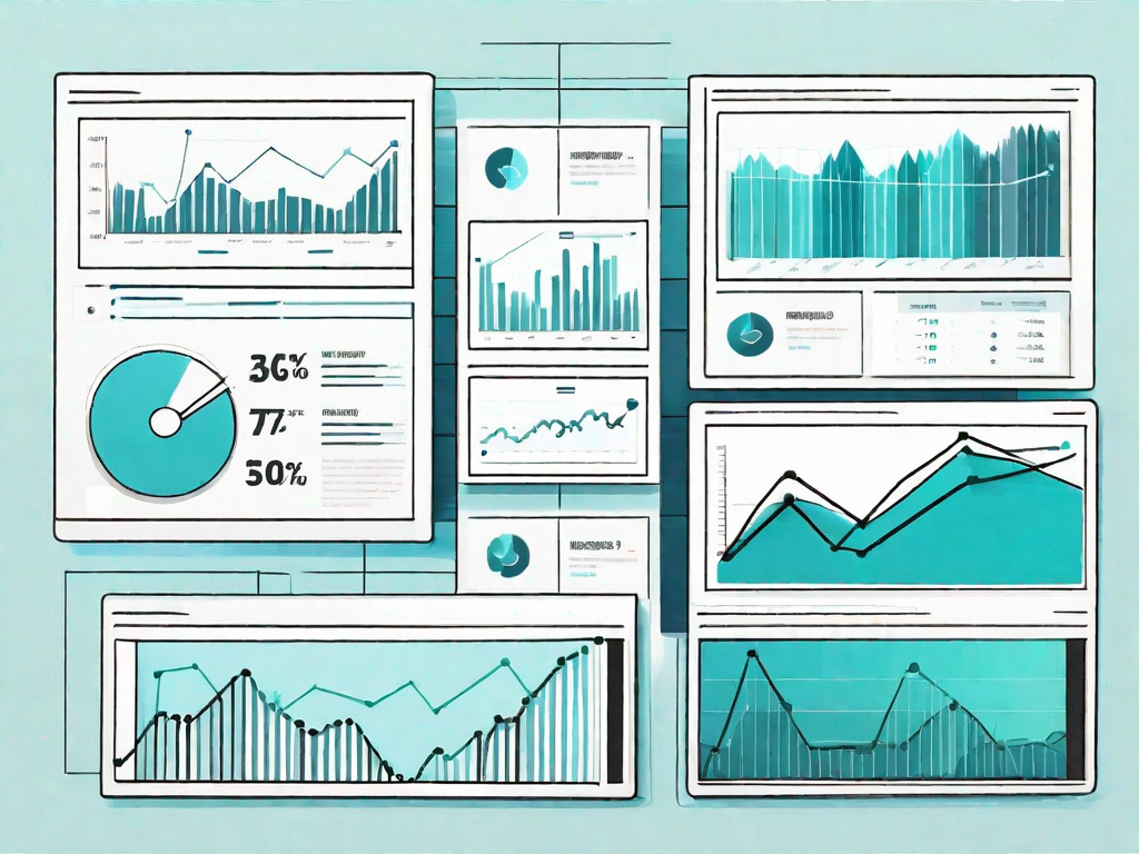 A digital marketing dashboard with various graphs and charts