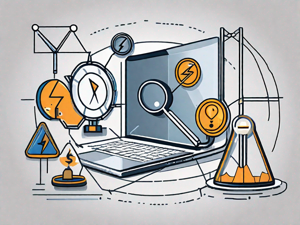 A product (like a smartphone or laptop) surrounded by five symbolic forces such as a magnifying glass (for competitive rivalry)