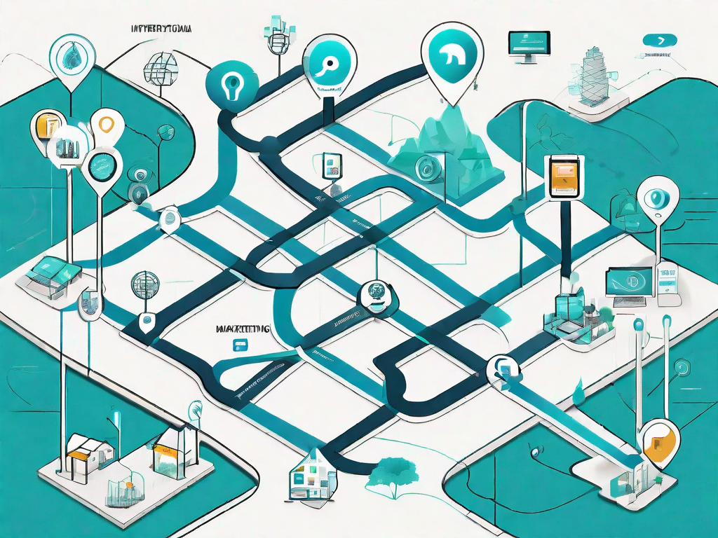 A map with various paths representing the customer journey