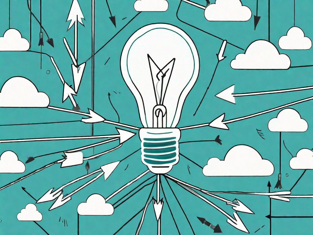 A light bulb (symbolizing ideas) connected to multiple arrows (symbolizing partnerships) in a network