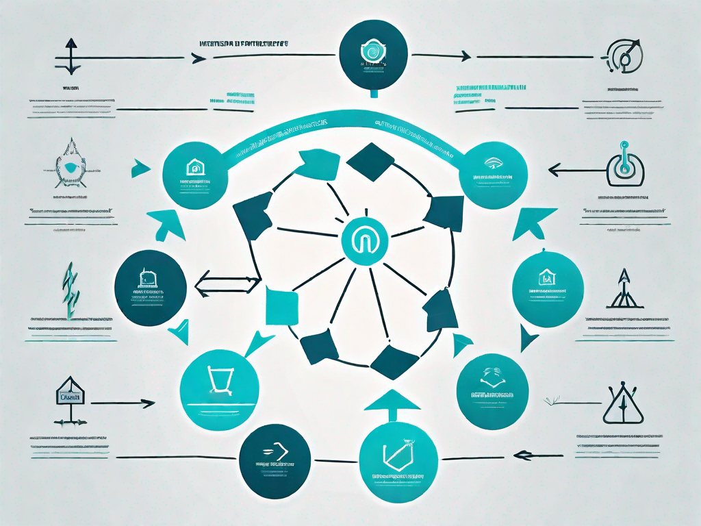 A symbolic flowchart with various icons representing different stages of influencer partnership