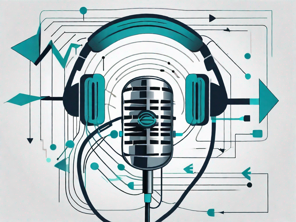 A data flow diagram connected to a microphone and headphones