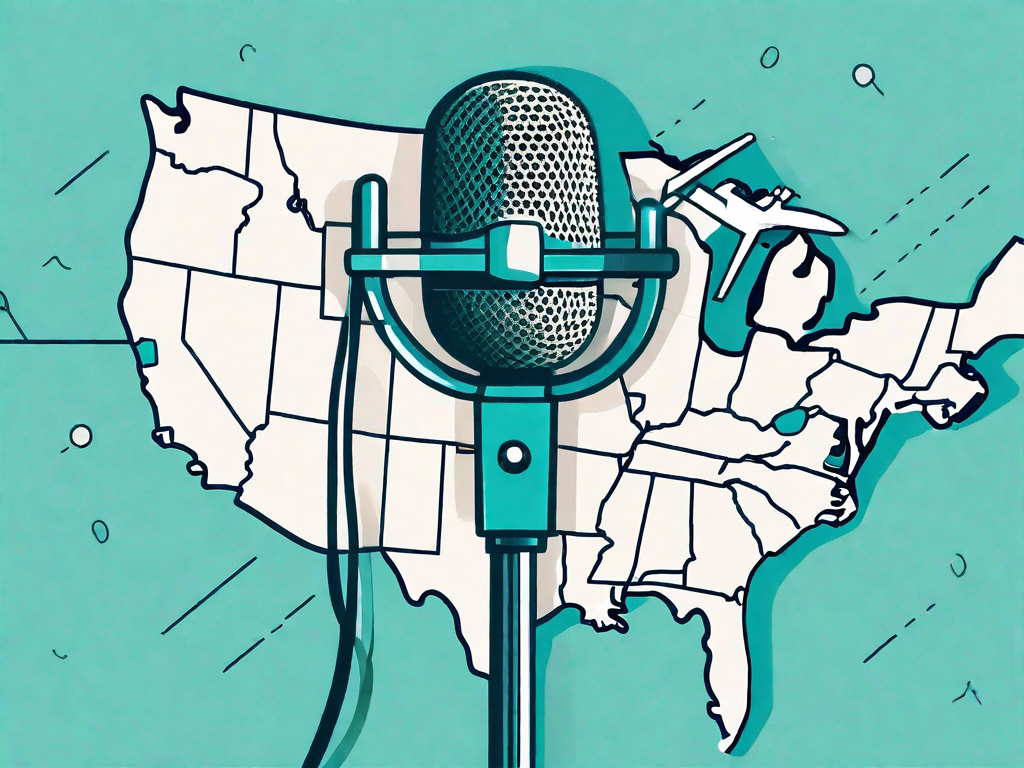 A microphone entwined with a map