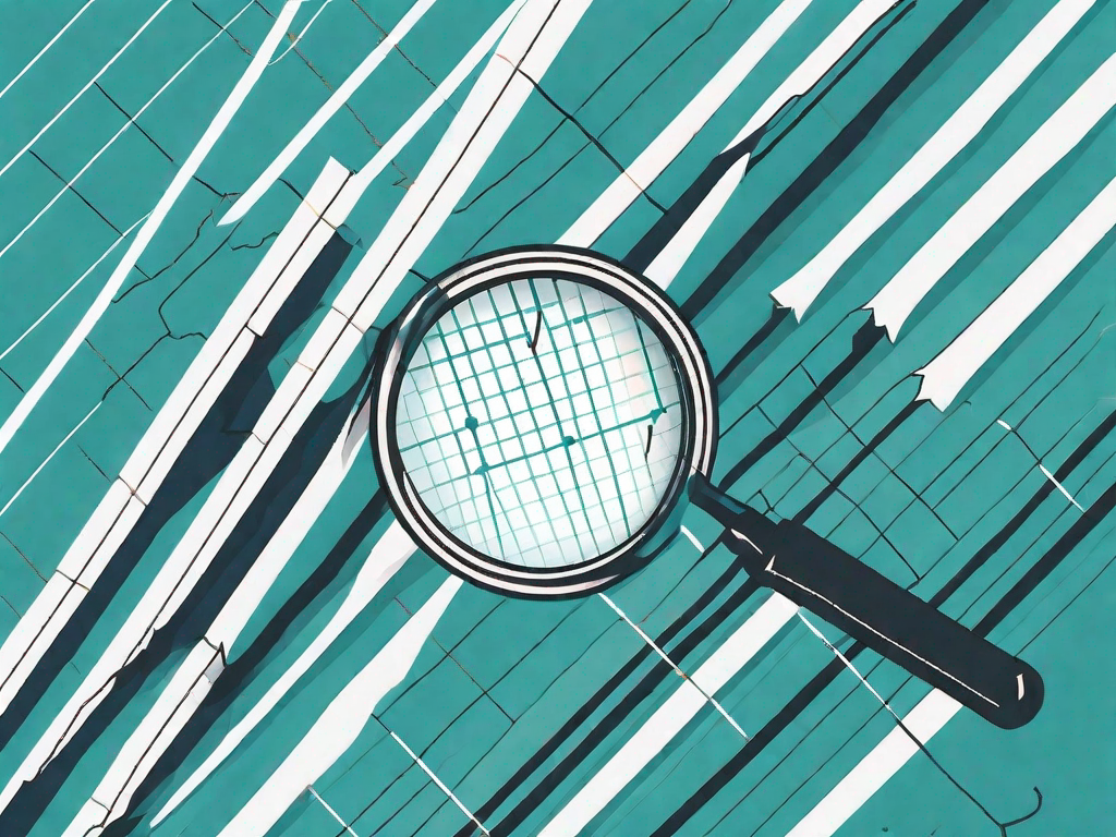 A magnifying glass focusing on a graph showing a gap between two bars