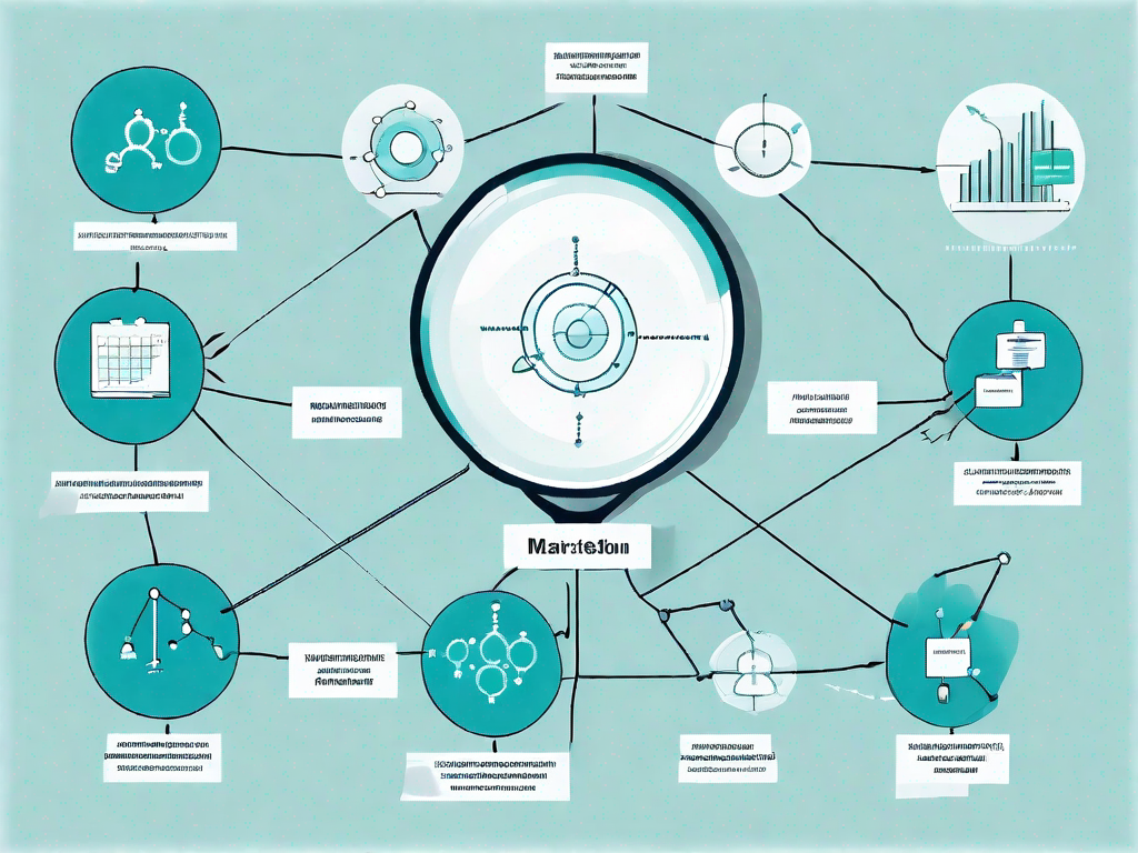 A flowchart with various interconnected nodes