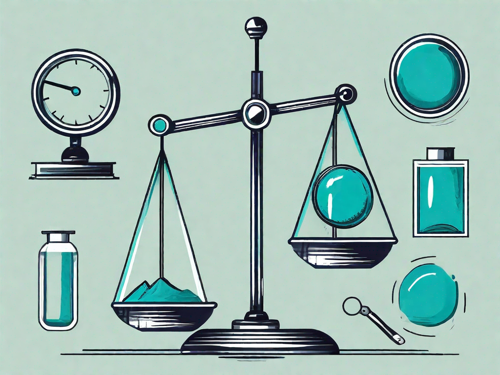 Various unique products on a balance scale