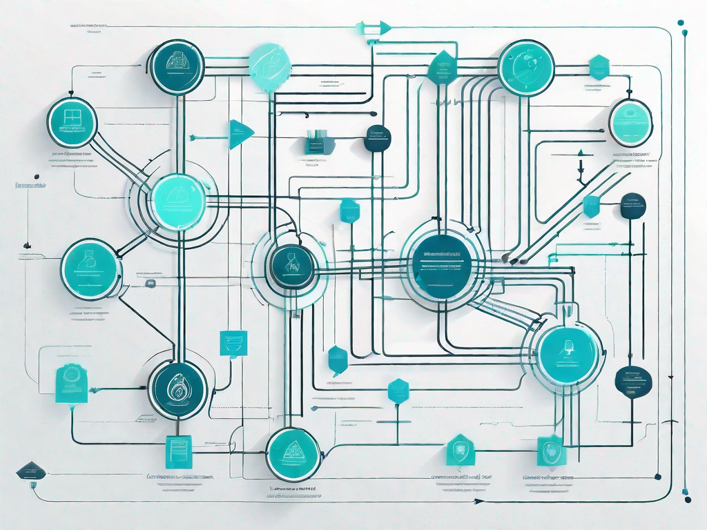 Various interconnected pathways leading to different product icons