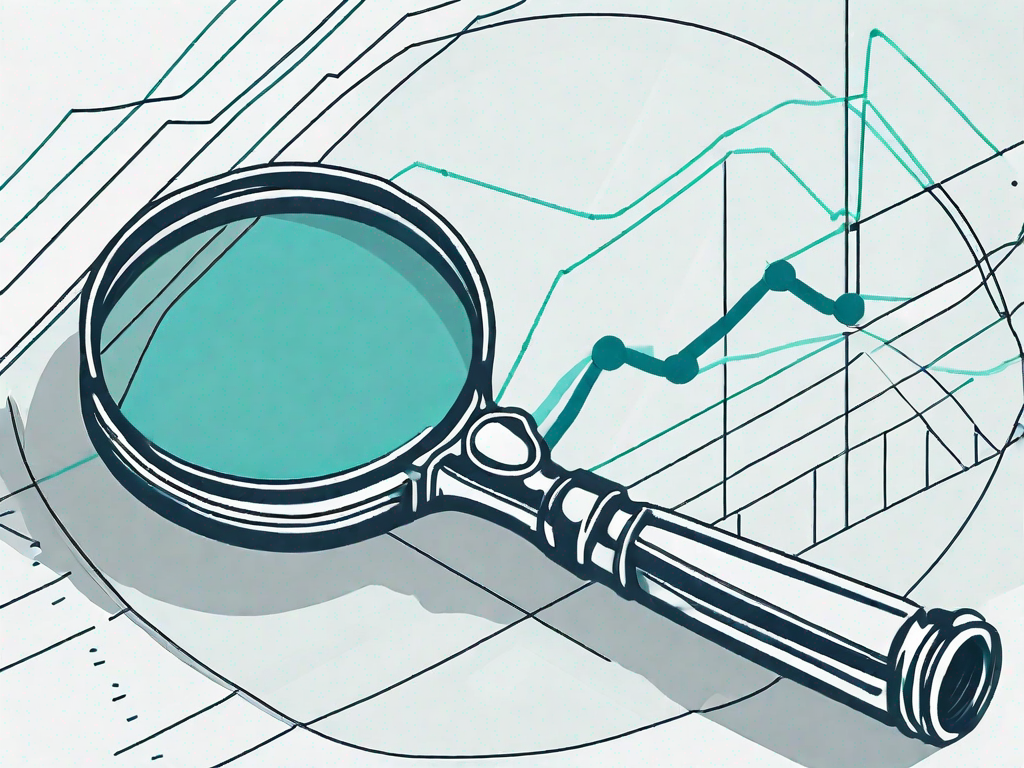 A magnifying glass over a chart representing account-based marketing data with regression lines