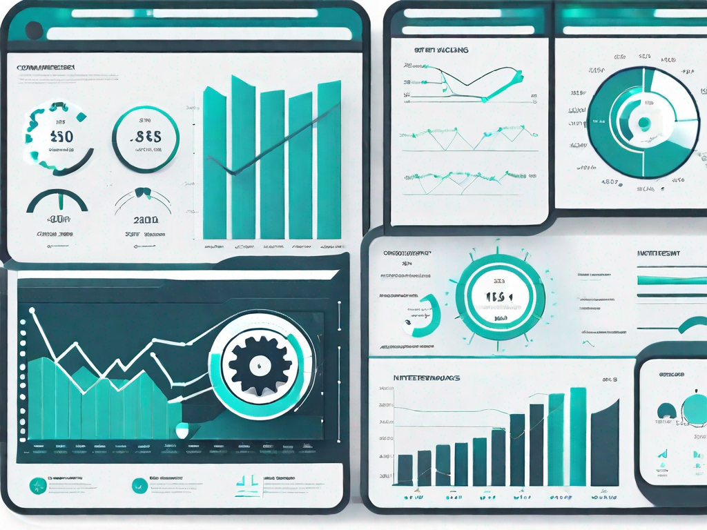 A computer dashboard displaying various kpi graphs and charts