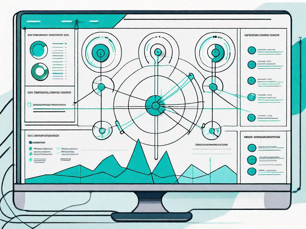 A crm system dashboard intertwined with a critical path analysis chart