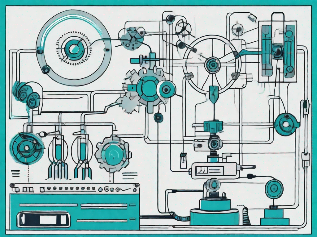 A crm system depicted as a complex machine