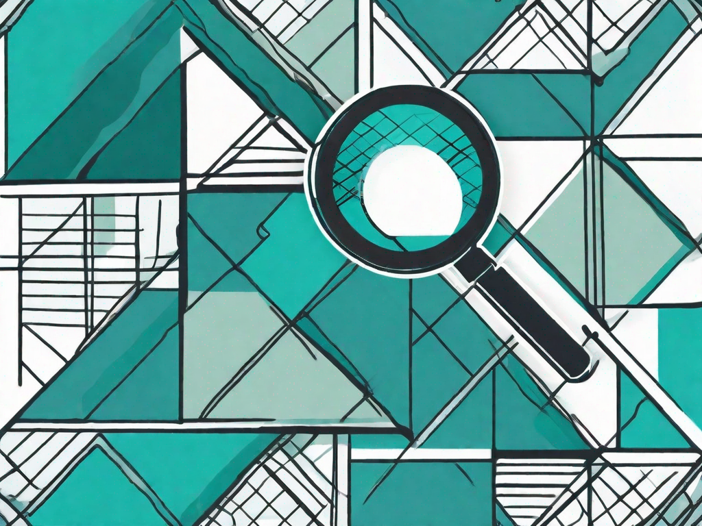 A magnifying glass examining a pie chart with different colored segments