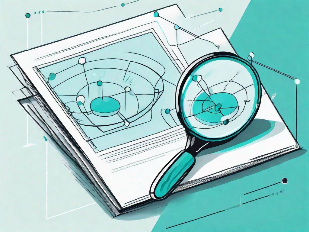 A magnifying glass focusing on a flowchart representing use case modeling