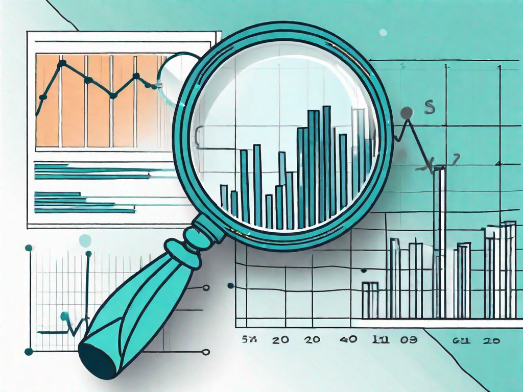 A magnifying glass hovering over a graph chart