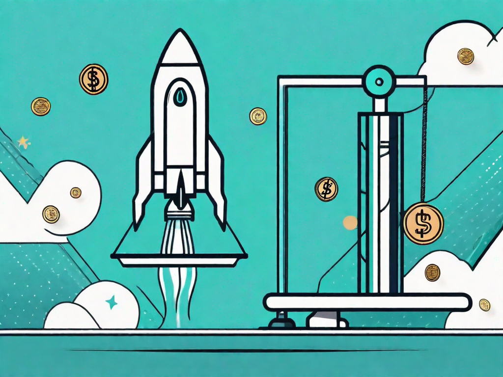 A rocket launching from a balance scale