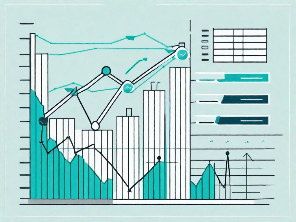 A sales chart with upward trending lines